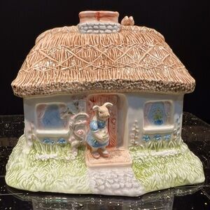 Vintage 1975 Terragrafics Country Cottage Ceramic Coin Bank Excellent Condition